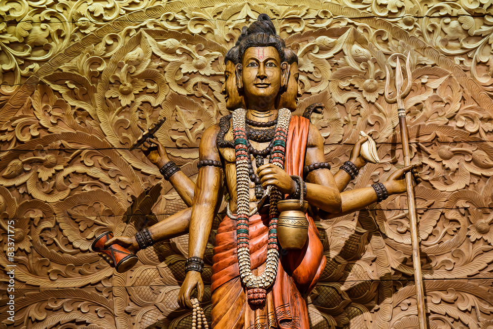 Shiva carved wood