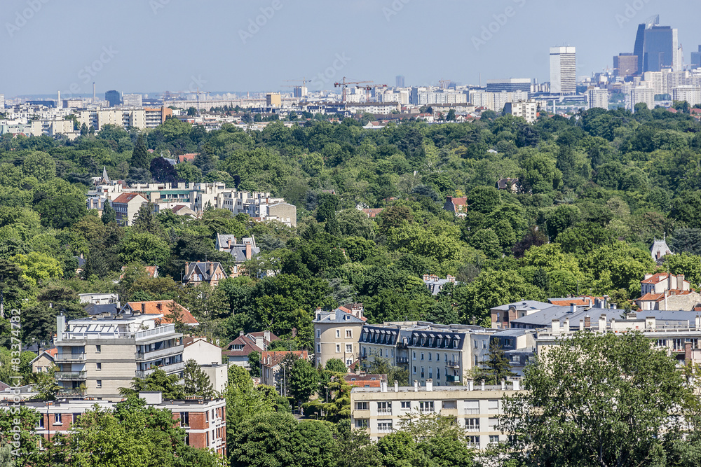 Seine River Valley & Paris on backgrounds. Saint-Germain-en-Laye