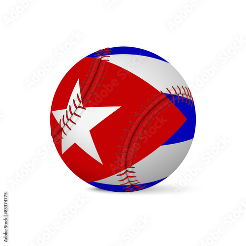 Baseball with flag of Cuba, isolated on white