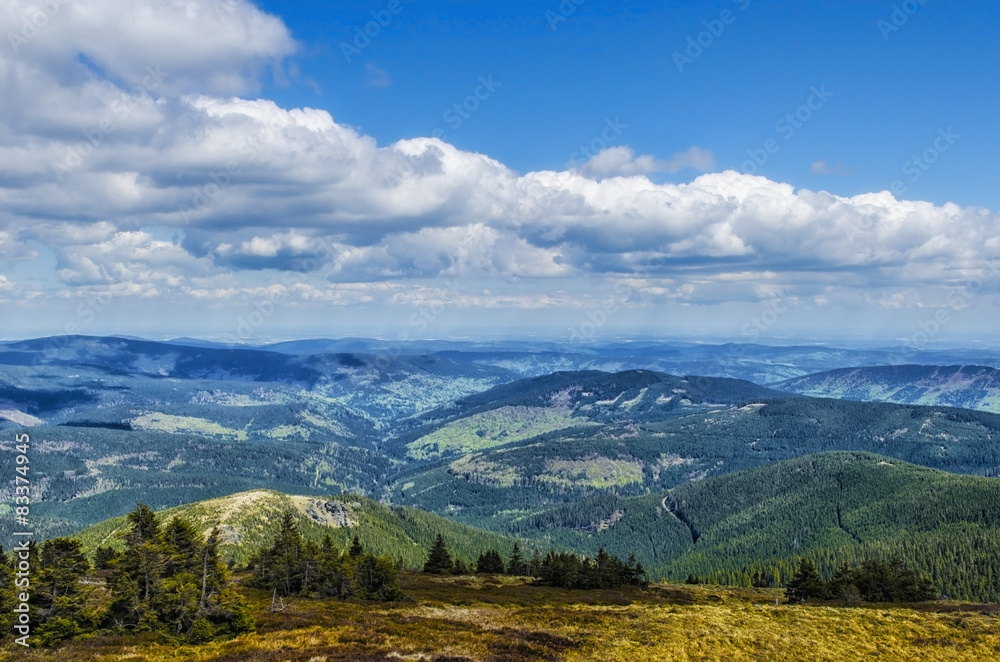 view from the mountains to the Czech countryside