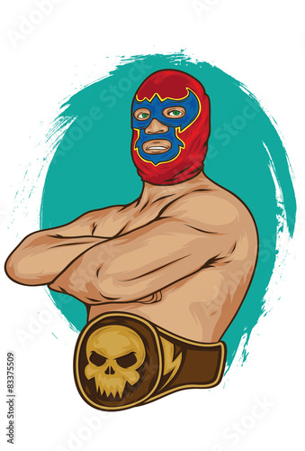 mexican wrestler pose vector illustration photo