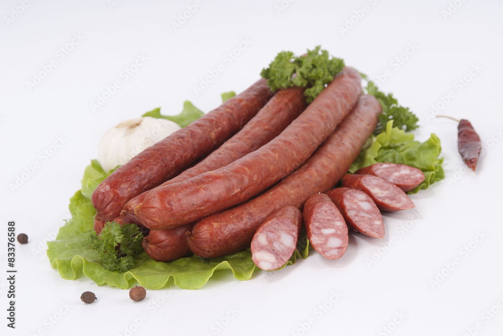 Composition of the smoked sausages and vegetables.
