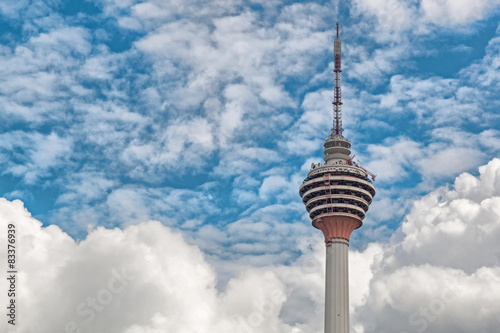 Television tower on sky background