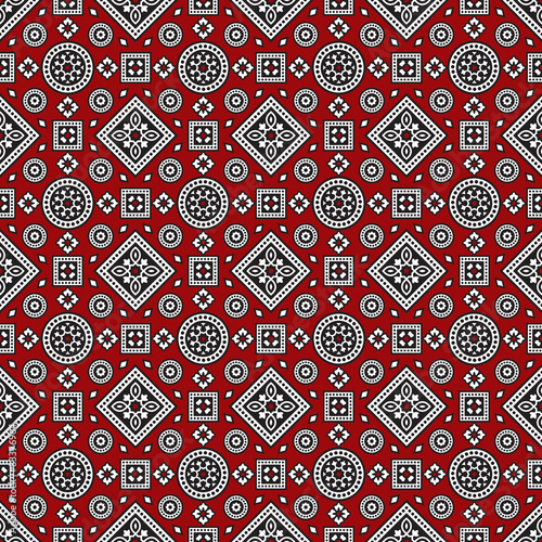 Red Sindhi Ajrak Pattern, Vector Illustration