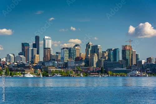 Lake Union and view of the skyline in Seattle  Washington.