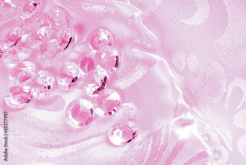 pink diamonds on floral fabric