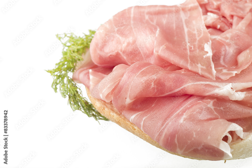 sandwich with Italian prosciutto crudo ,raw ham leg sliced sandwich with Italian prosciutto crudo ,raw ham leg sliced