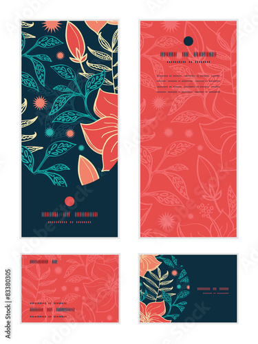 Vector vibrant tropical hibiscus flowers vertical frame pattern
