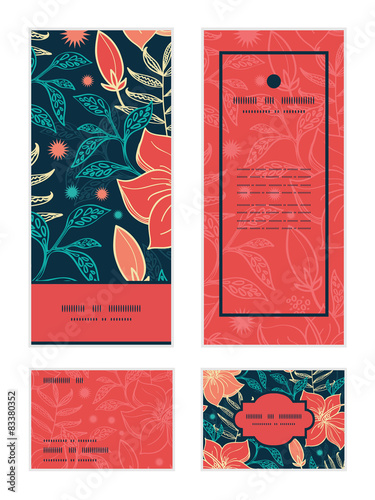 Vector vibrant tropical hibiscus flowers vertical frame pattern