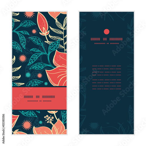 Vector vibrant tropical hibiscus flowers vertical frame pattern
