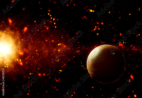 Fototapeta Naklejka Na Ścianę i Meble -  3D space background with fictional planets