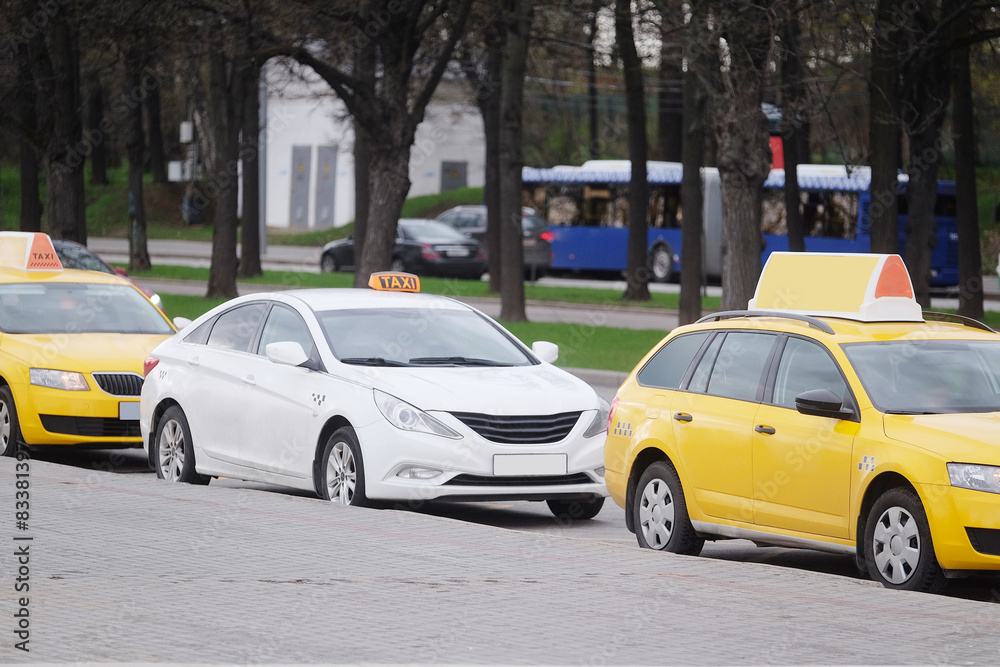 taxi parking on the Sparrow Hills in Moscow