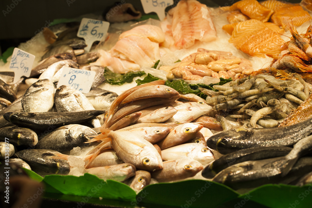 Fresh seafood in the fish market Fresh seafood in the fish market