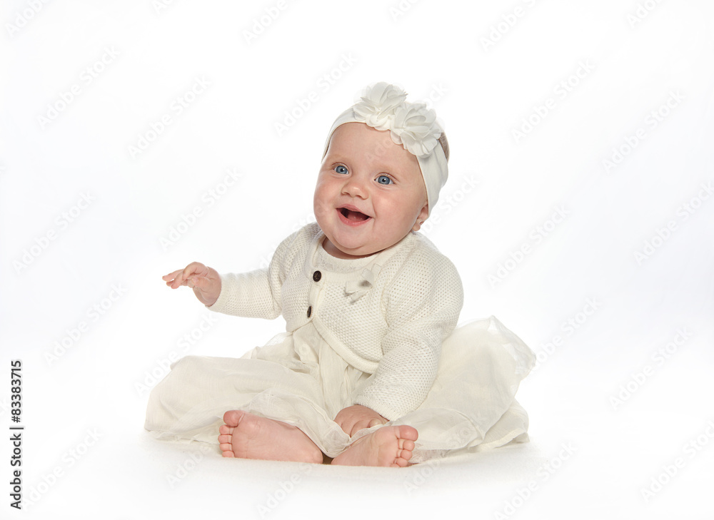 baby little girl portrait in white dress baby little girl portrait in white dress