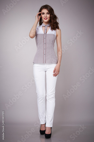Beauty fashion clothes casual collection woman model brunette