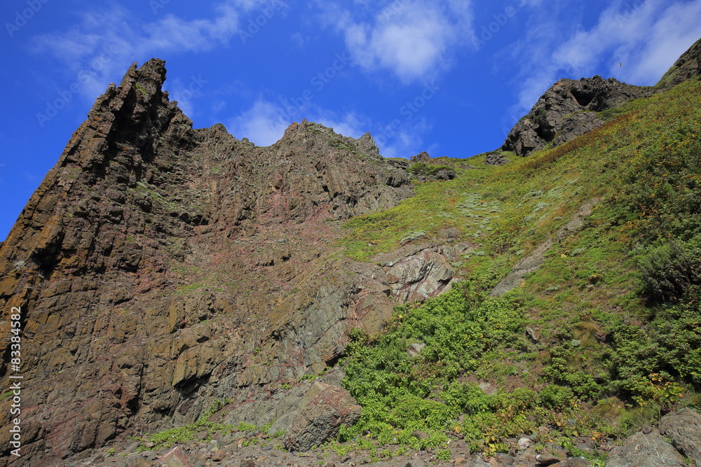 Cliff in Rebun island, Hokkaido, Japan Cliff in Rebun island, Hokkaido, Japan