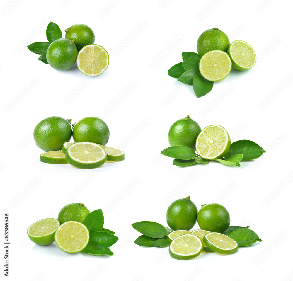 Fresh lime  Isolated on white background