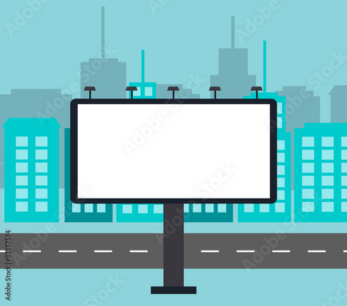 Big blank billboard in the city near road