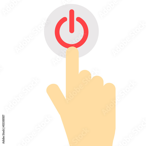 電源ボタンを押す指　上向き