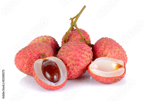 Lychee or Litchi isolated on the white background