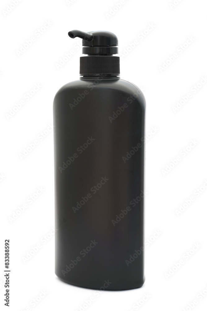 black plastic pump cosmetic bottle on white background black plastic pump cosmetic bottle on white background