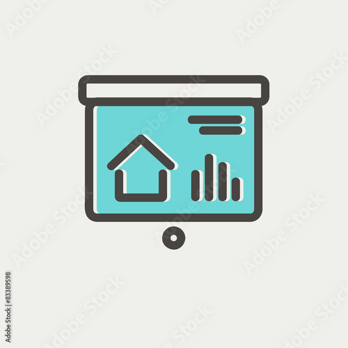 Progression bar on presentation screen thin line icon