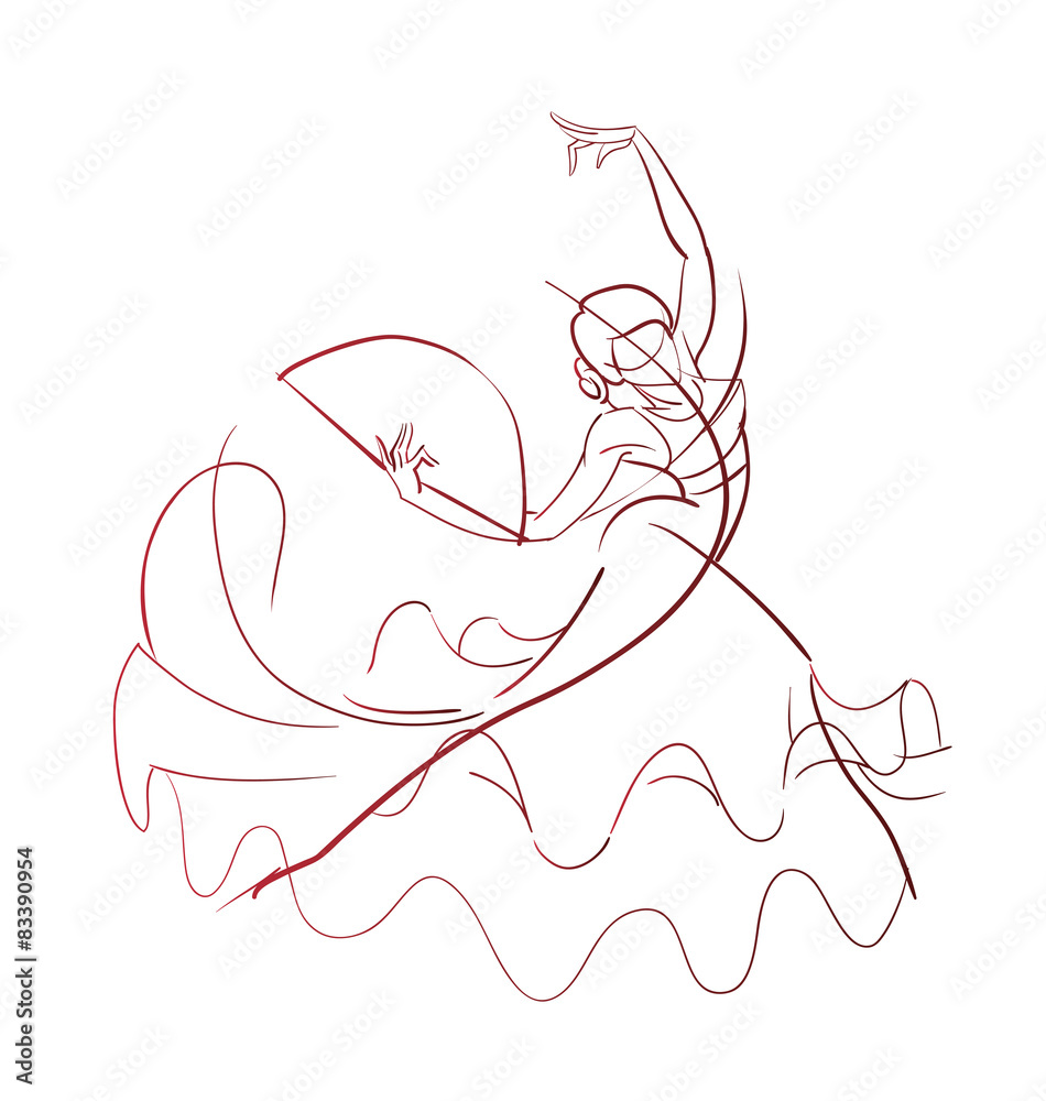 Gesture drawing flamenco dancer expressive pose