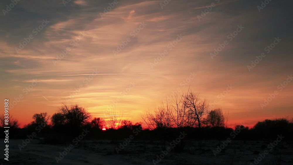 Clouds in gloomy red sky sunset. Time lapse Clouds in gloomy red sky sunset. Time lapse