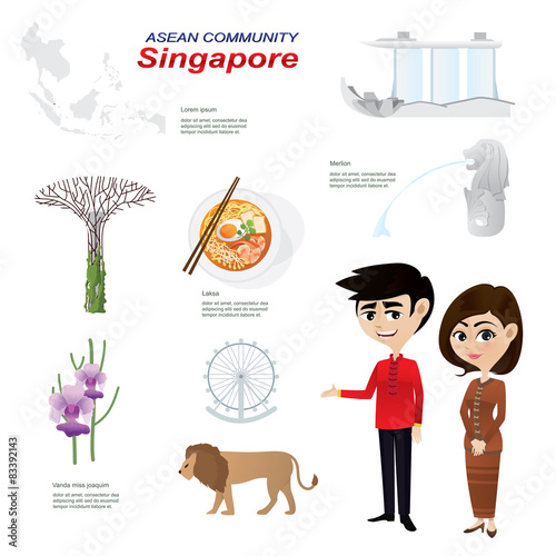 cartoon infographic of singapore asean community.