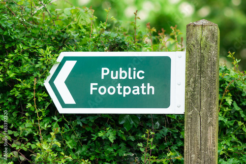 Photo Public footpath sign, with direction arrow