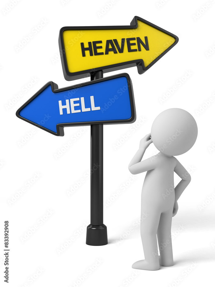 A road sign with heaven hell words . Stock Illustration | Adobe Stock