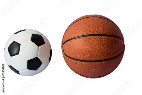Basketball and soccer ball isolated on white