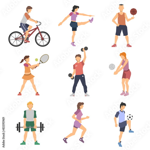 Sport People Flat Icons Set