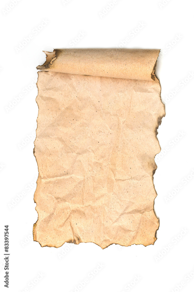 Old paper scroll isolated