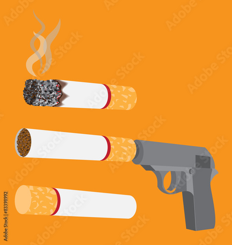 Gun with a cigarette instead of silencer