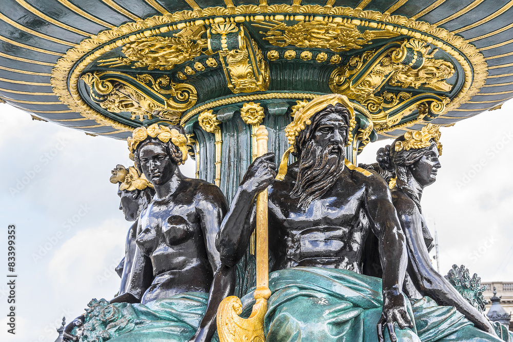 Naklejka premium Fontaines de la Concorde (1840) on Place Concorde in Paris