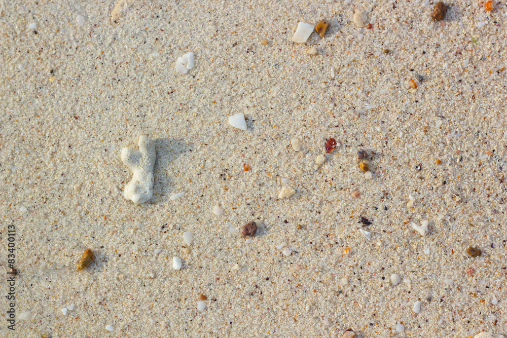 Sand and pebble, summer and coral background Sand and pebble, summer and coral background
