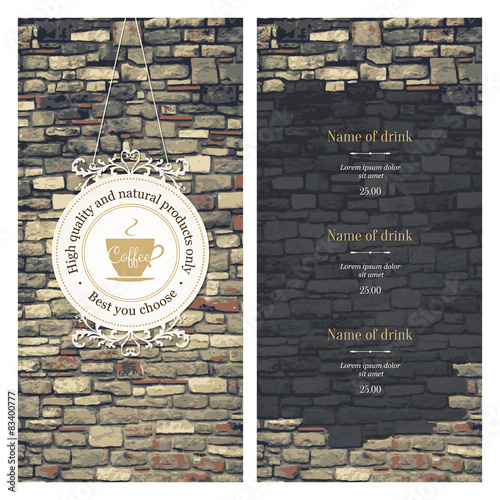 Menu for restaurant, cafe, bar, coffee house