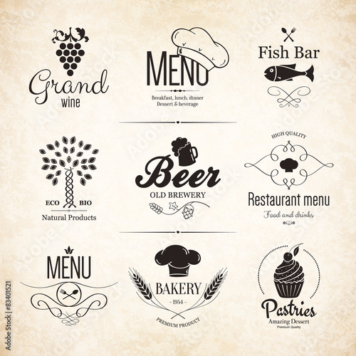 Label set for restaurant menu design