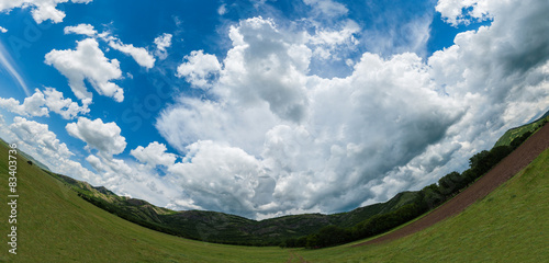 Fotografi Mountain landscape. Picture taken with a fisheye lens