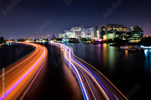 Bangkok City at night time, area in the capital of Thailand