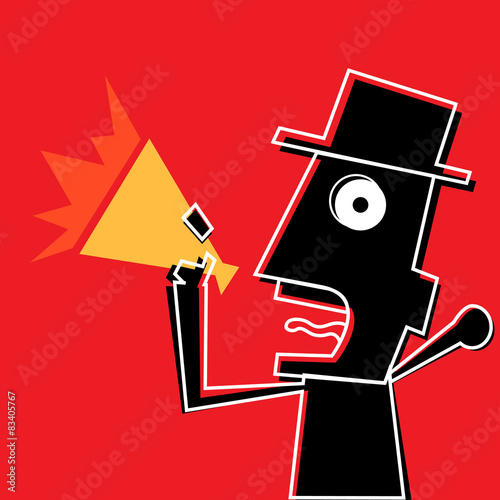 Angry man wih megaphone