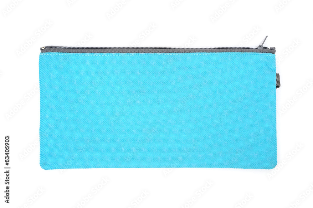 cotton pouch with red zip isolated on white background
