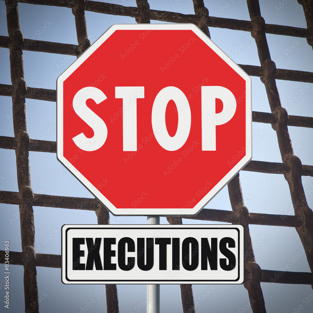 Stop death penalty written on road sign - concept image