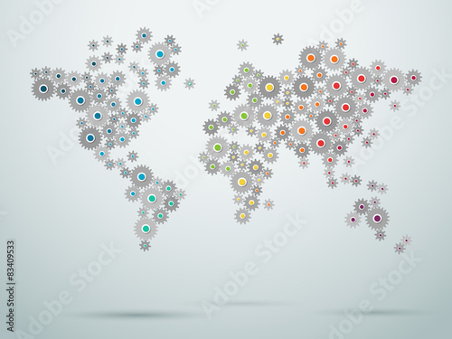 World Map Cogs Connections Vector 1
