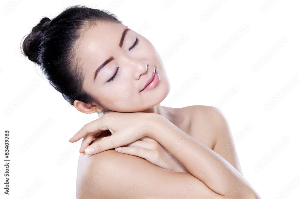 Beautiful woman resting after skincare