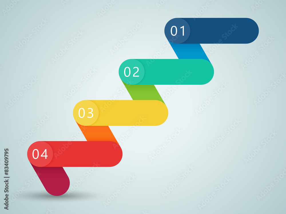 Number Steps 3d Infographic 1 to 4 B
