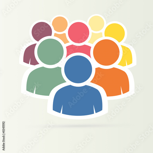 Illustration of crowd of people - icon silhouettes vector. Socia photo