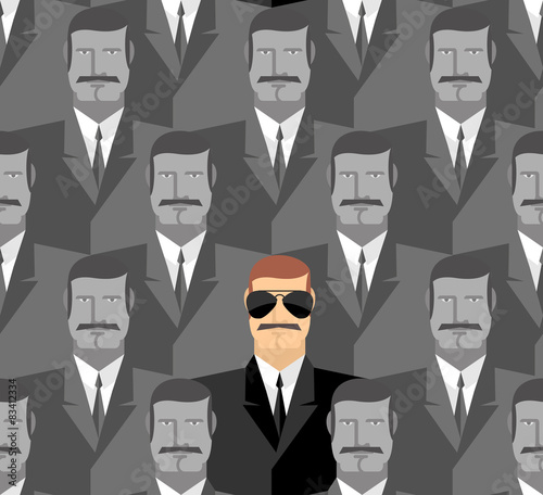 Spy. Seamless pattern of people. A crowd of men.