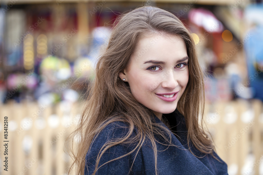 Happy beautiful blonde woman, outdoors Happy beautiful blonde woman, outdoors